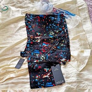 PANTS, MBLM PRINTED SOFT PANT, BLACK WITH MULTICOLOUR, SIZE 5, VISCOSE, FRONT